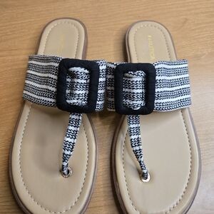 Nautica Women's Striped Black and White Sandals